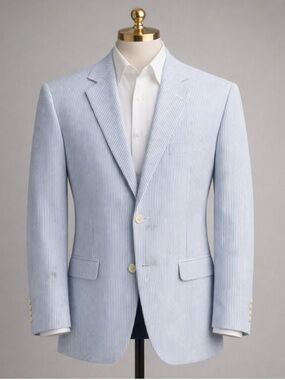 SADDLEBRED Light Blue Seersucker Sport Coat Blazer 50L Coastal Southern Preppy